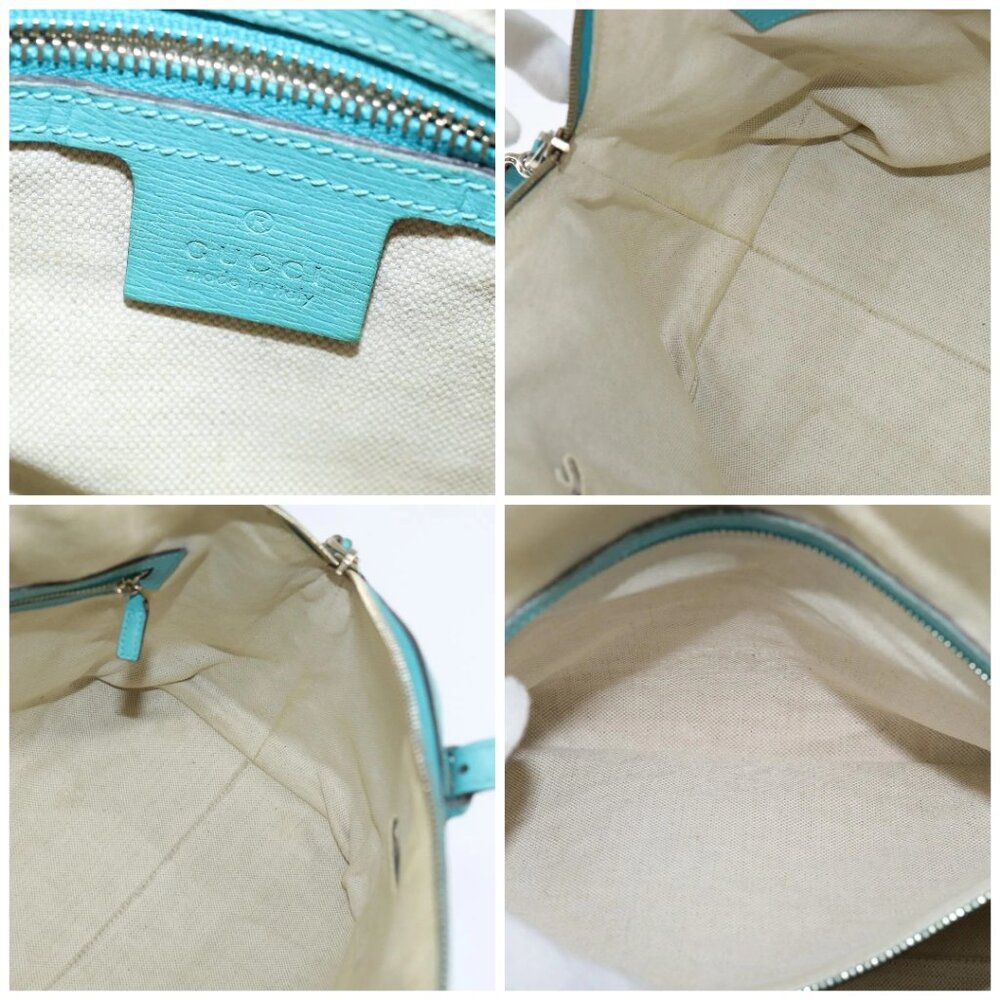 GUCCI Hand Bag Leather 2way Turquoise Blue Gold 309614 Auth 149064 - Picture 15 of 16
